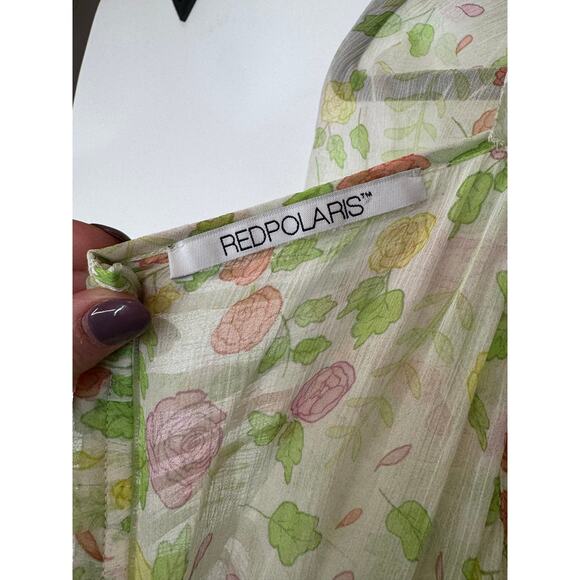 Redpolaris silk green floral dress 40 - Picture 7 of 13
